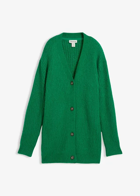 Grovstrikket cardigan i myk garnmiks med ull, bonprix