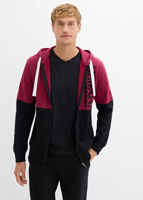 Sweatjakke med hette av &oslash;kologisk bomull, bonprix