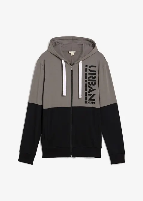 Sweatjakke med hette av økologisk bomull, bonprix