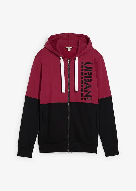 Sweatjakke med hette av &oslash;kologisk bomull, bonprix