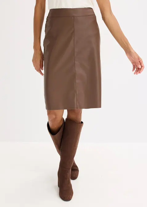 Trendy blyantskjørt i imitert skinn, bonprix