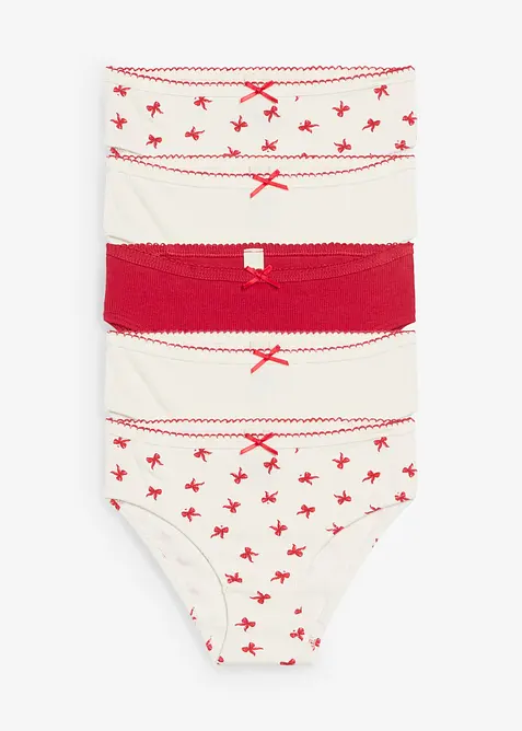 Truse av mykt ribbet materiale med satengsløyfe (5-pack), bonprix