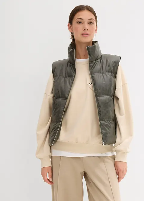 Vattert vest i imitert skinn, bonprix