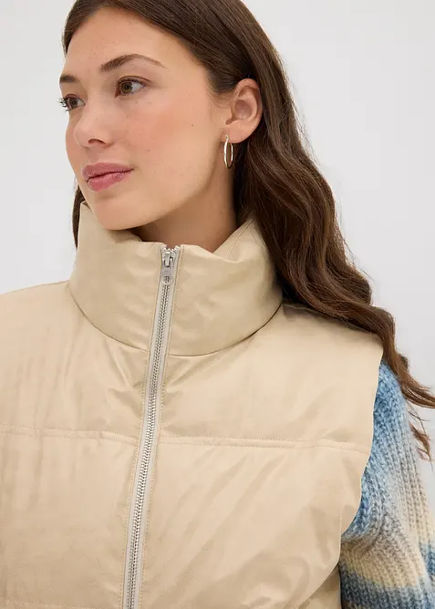 Vattert vest i imitert skinn, bonprix