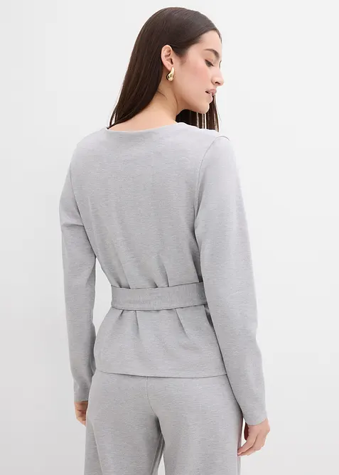 Langermet topp med bredt knytebelte, av viskosemiks, bonprix