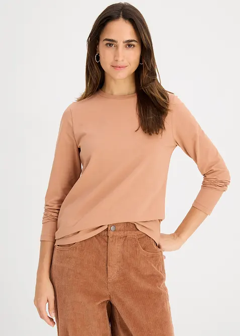 Langermet topp med &oslash;kologisk bomull (2-pack), bonprix