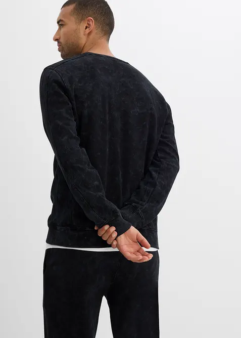 Sweatshirt i vasket materiale i 100% økologisk bomull, bonprix
