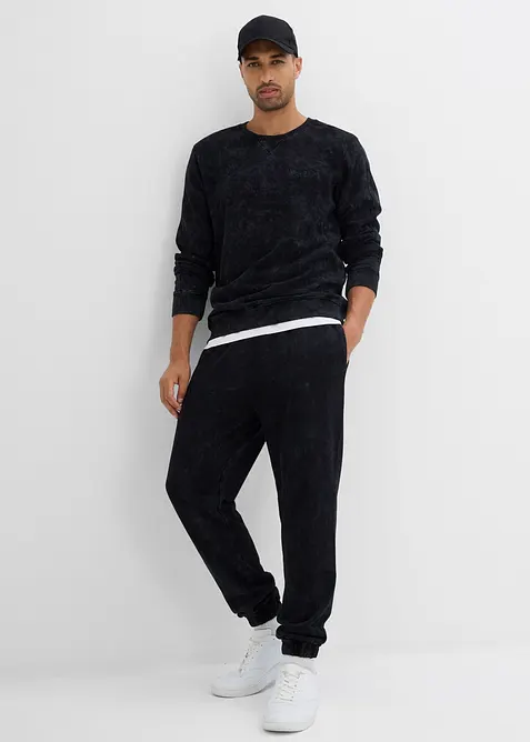 Sweatshirt i vasket materiale i 100% økologisk bomull, bonprix