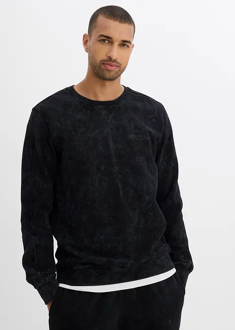 Sweatshirt i vasket materiale i 100% økologisk bomull, bonprix