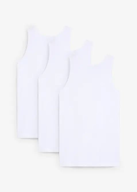 Singlet med myk økologisk bomull (3-pack), bonprix