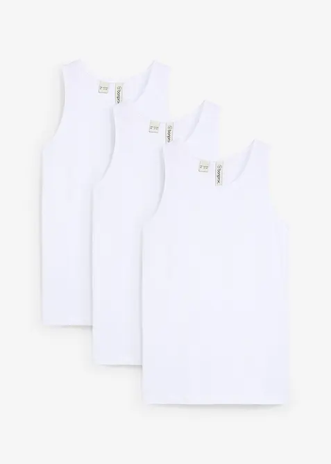 Singlet med myk økologisk bomull (3-pack), bonprix