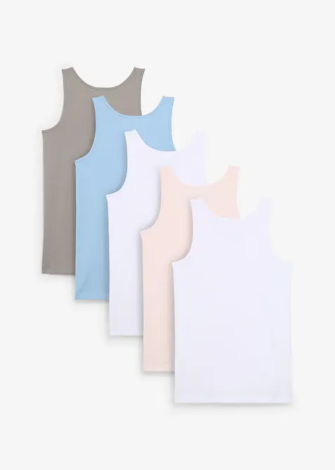 Undertrøye med myk bomull og satengsløyfe (5-pack), bonprix