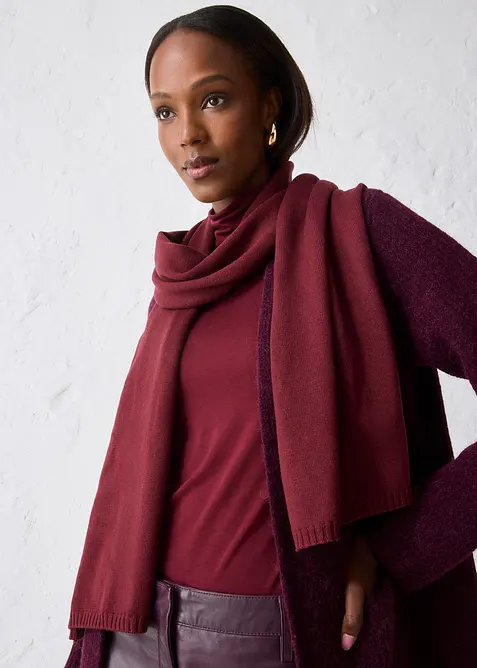 Finstrikket skjerf med merinoull, bonprix