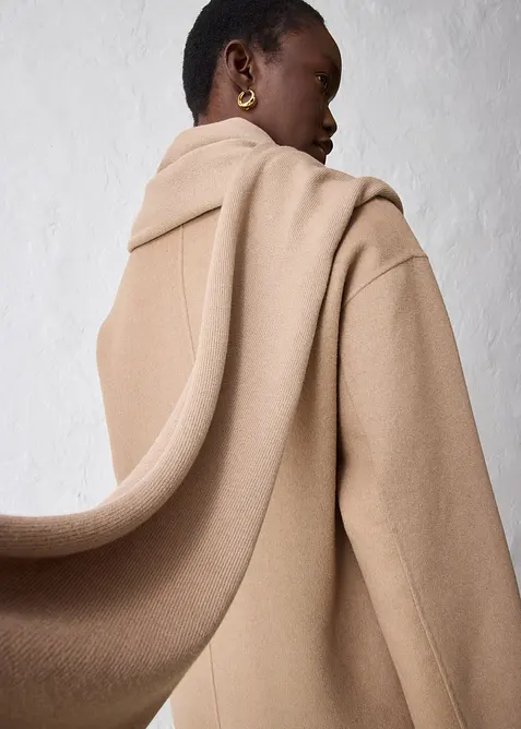 Finstrikket skjerf med merinoull, bonprix