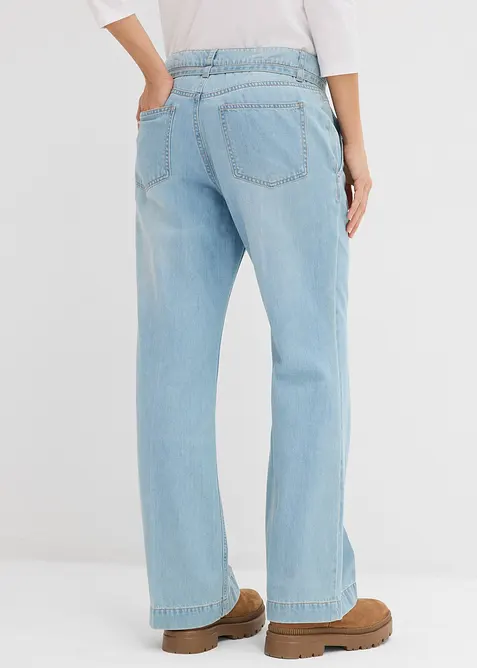 Wide Leg-jeans med belte Mid Waist, bonprix