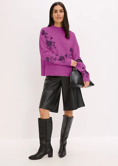 Genser med paljettbroderi, bonprix