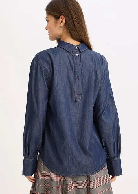 Denimbluse med brede mansjetter, bonprix
