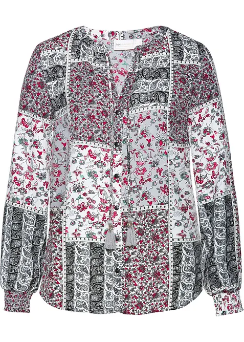 Bluse med trykk, bonprix