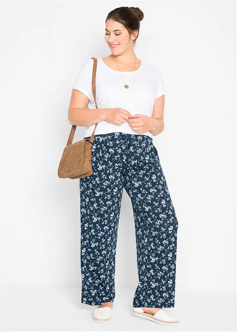 Bukse med vide ben i viskosemiks, bonprix