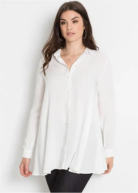 Skjorte med knappestolpe med imiterte perler, bonprix
