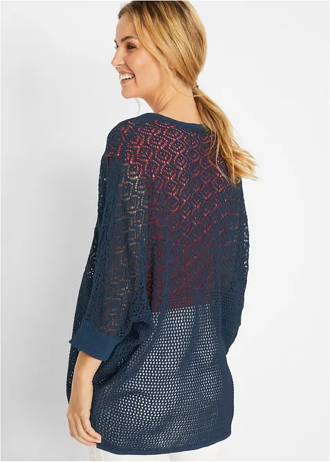 Lang cardigan med hullm&oslash;nster, bonprix