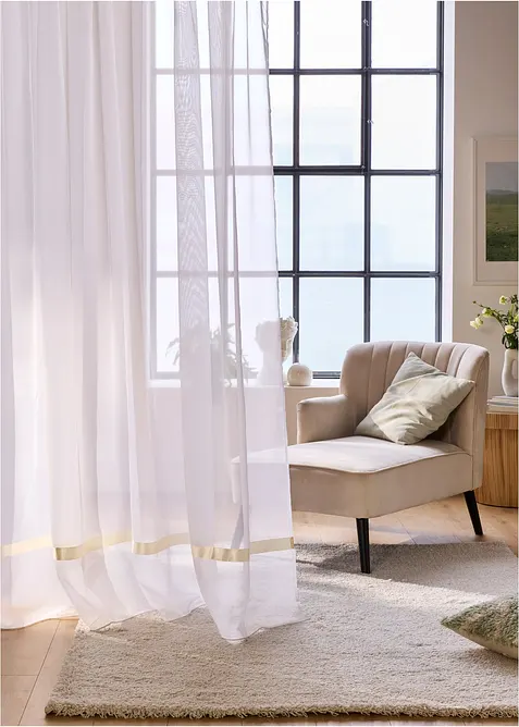 Gardinlengde med satengbånd, bonprix