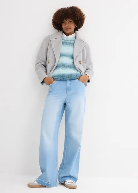 Grovstrikket genser i myk garnmiks med ull, bonprix