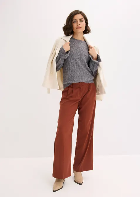 Strikkegenser med hullmønster, bonprix