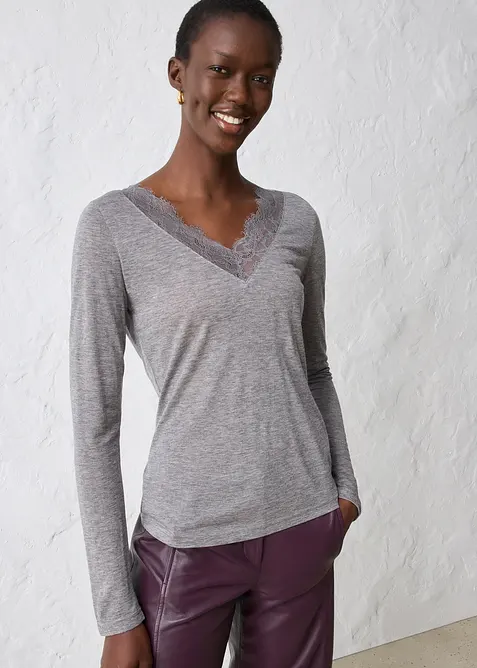 Topp med ull, bonprix