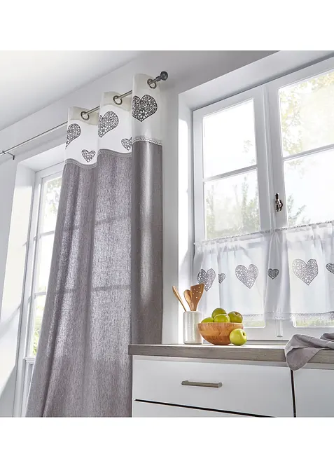 Gardinkappe i økologisk bomull med hjertetrykk, bonprix