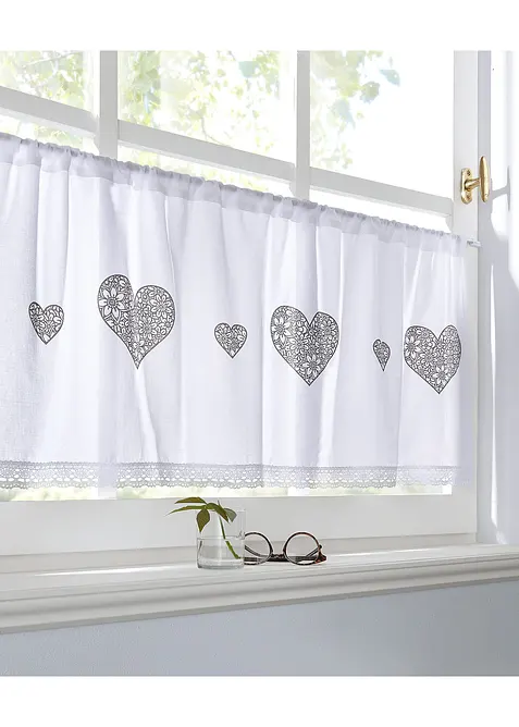 Gardinkappe i økologisk bomull med hjertetrykk, bonprix