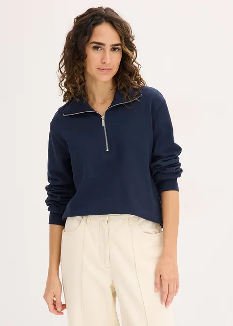 Oversized sweatshirt med glidelås, bonprix