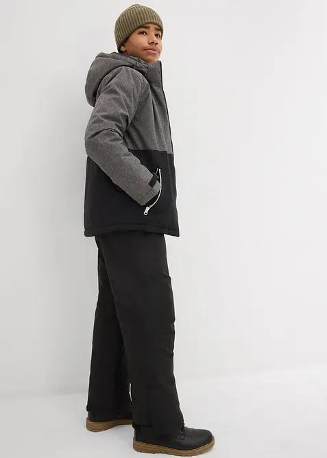 Vattert vinterjakke med colorblocking og hette, bonprix