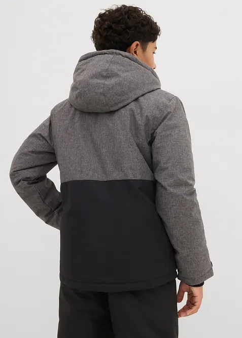 Vattert vinterjakke med colorblocking og hette, bonprix