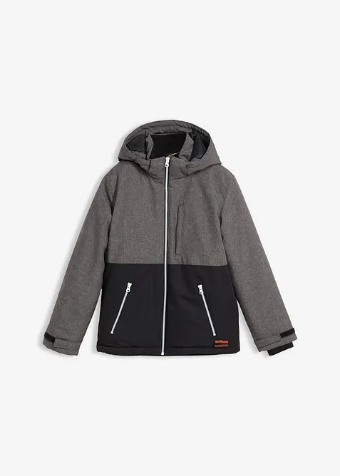 Vattert vinterjakke med colorblocking og hette, bonprix