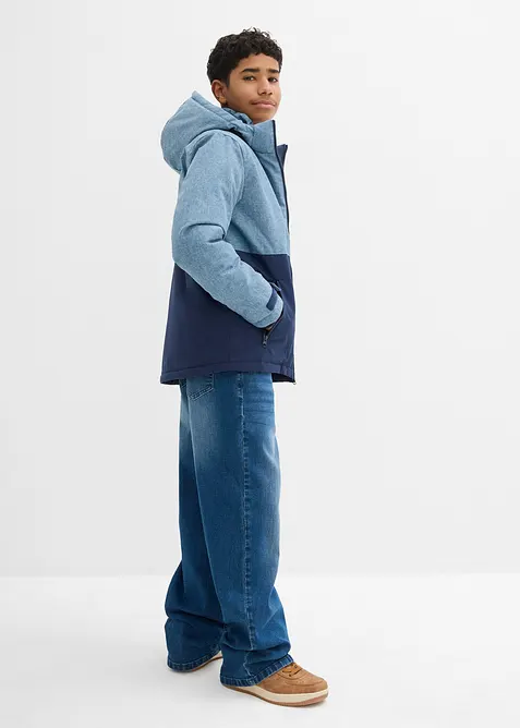 Vattert vinterjakke med colorblocking og hette, bonprix