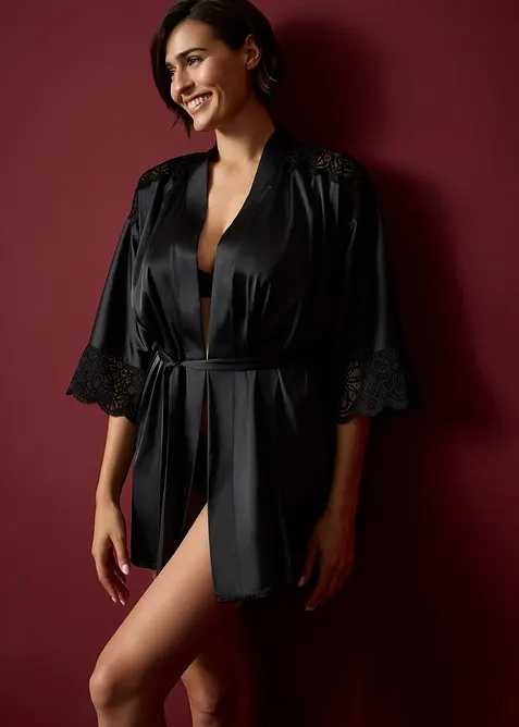 Kimono i sateng med glans, bonprix