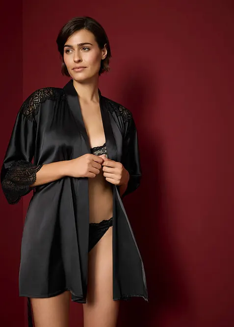 Kimono i sateng med glans, bonprix