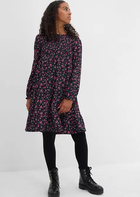 Jerseykjole av strukturet krinklet materiale, bonprix