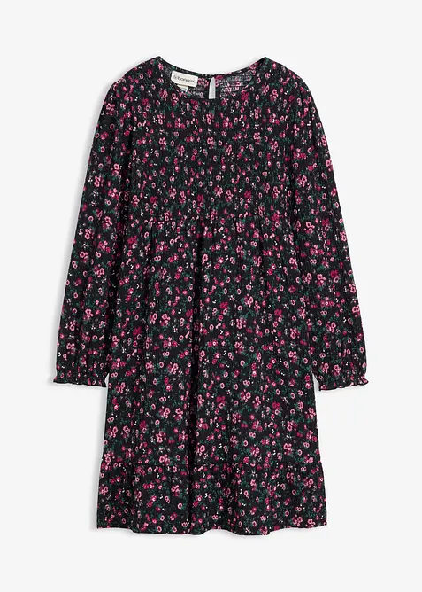 Jerseykjole av strukturet krinklet materiale, bonprix