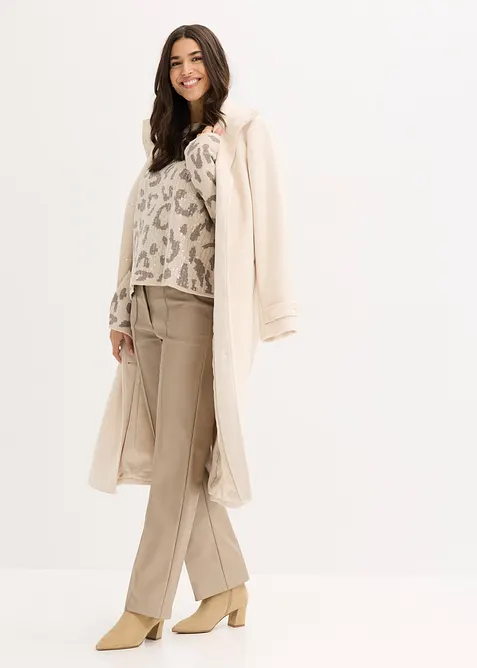 Oversized, jacquardstrikket genser med paljetter, bonprix