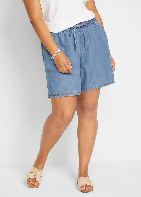 Lett denimshorts med lin, bonprix