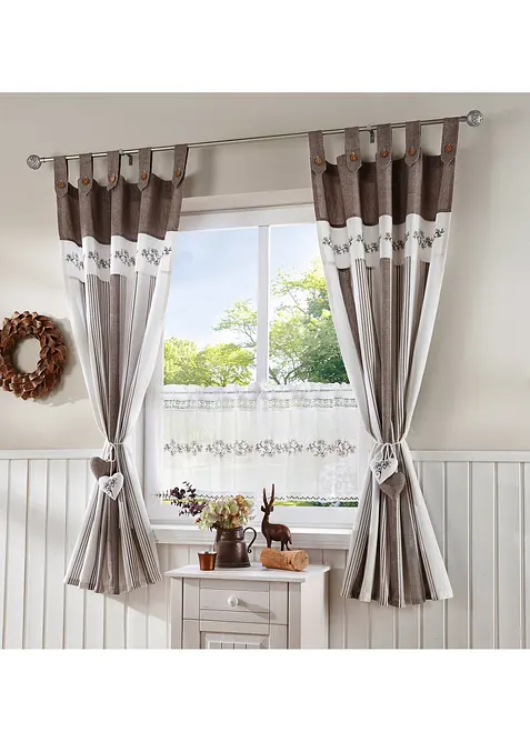 Gardin i økologisk bomull med stripemønster (1-pack), bonprix