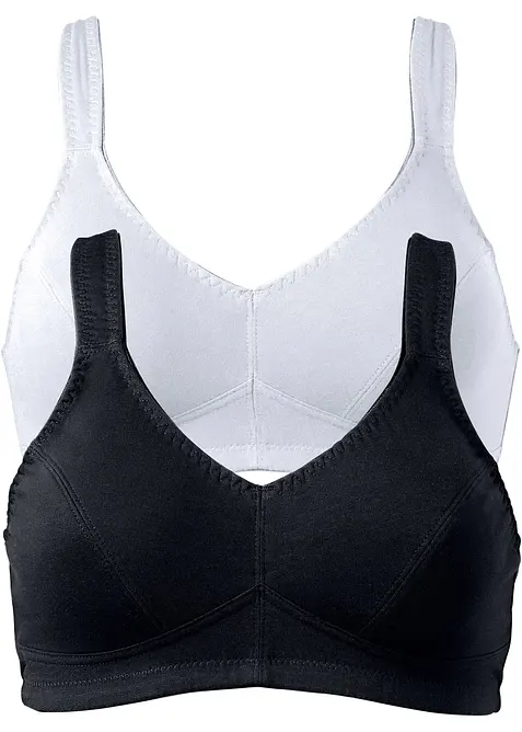 BH uten bøyle, med økologisk bomull (2-pack), bonprix