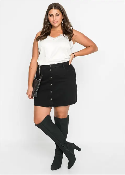 Denimskj&oslash;rt med stretch, bonprix