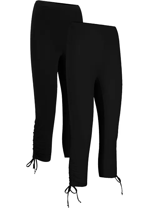 Caprileggings med rynking, 2-pack, bonprix