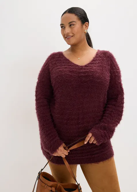 Lang, fluffy genser, bonprix