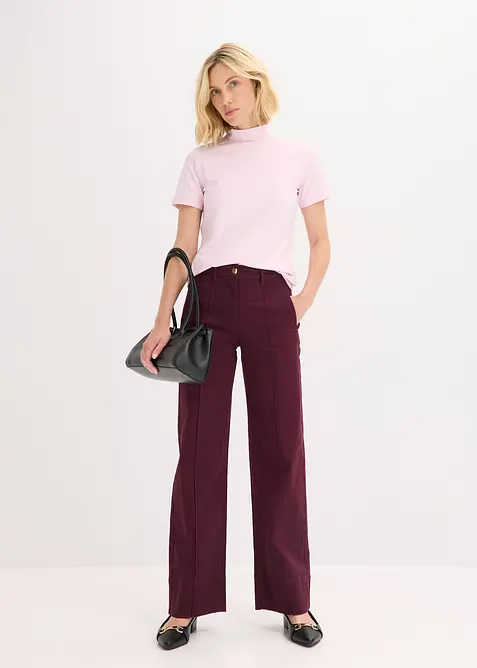 Twillbukse med biser og lomme med sydd kant, bonprix