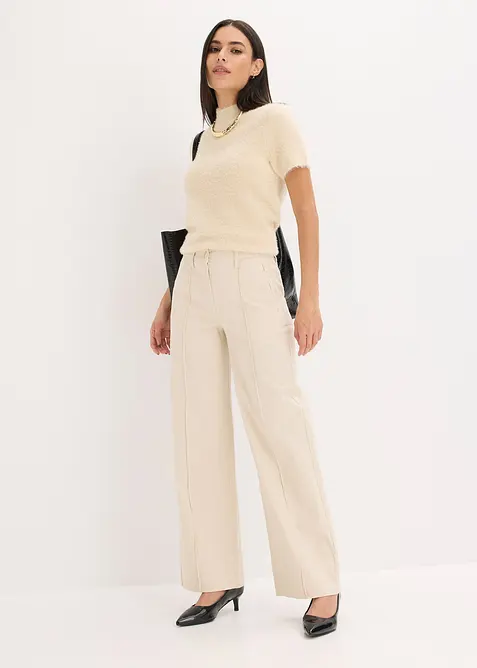 Twillbukse med biser og lomme med sydd kant, bonprix