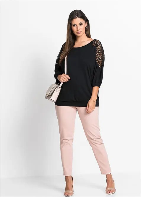 Oversized topp i viskosemiks, bonprix